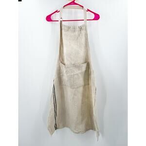 Caravan Apron Laundered Linen 100% Hand Spun Striped Couleur Nature Chef Cook